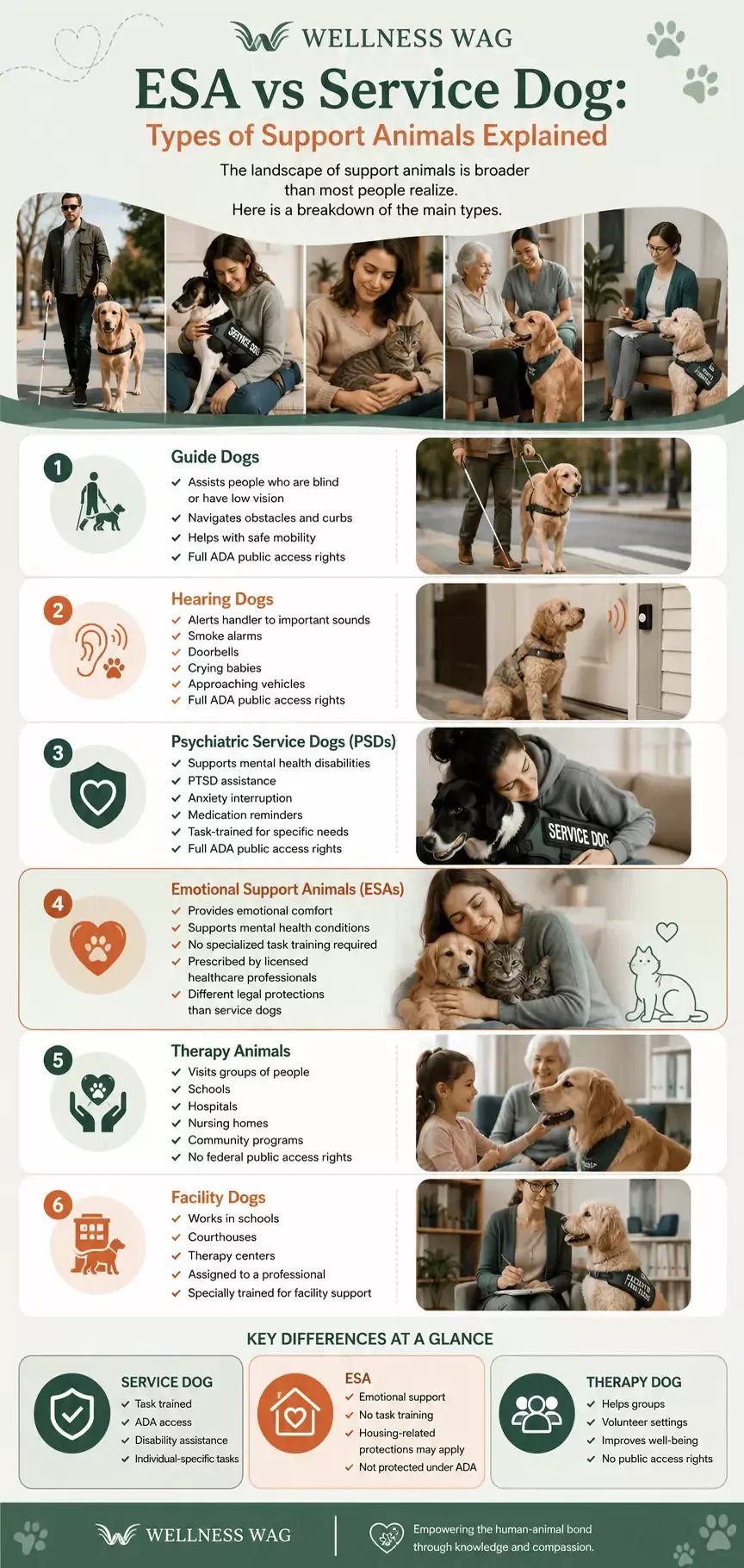 esa vs service dog types of support animals explained