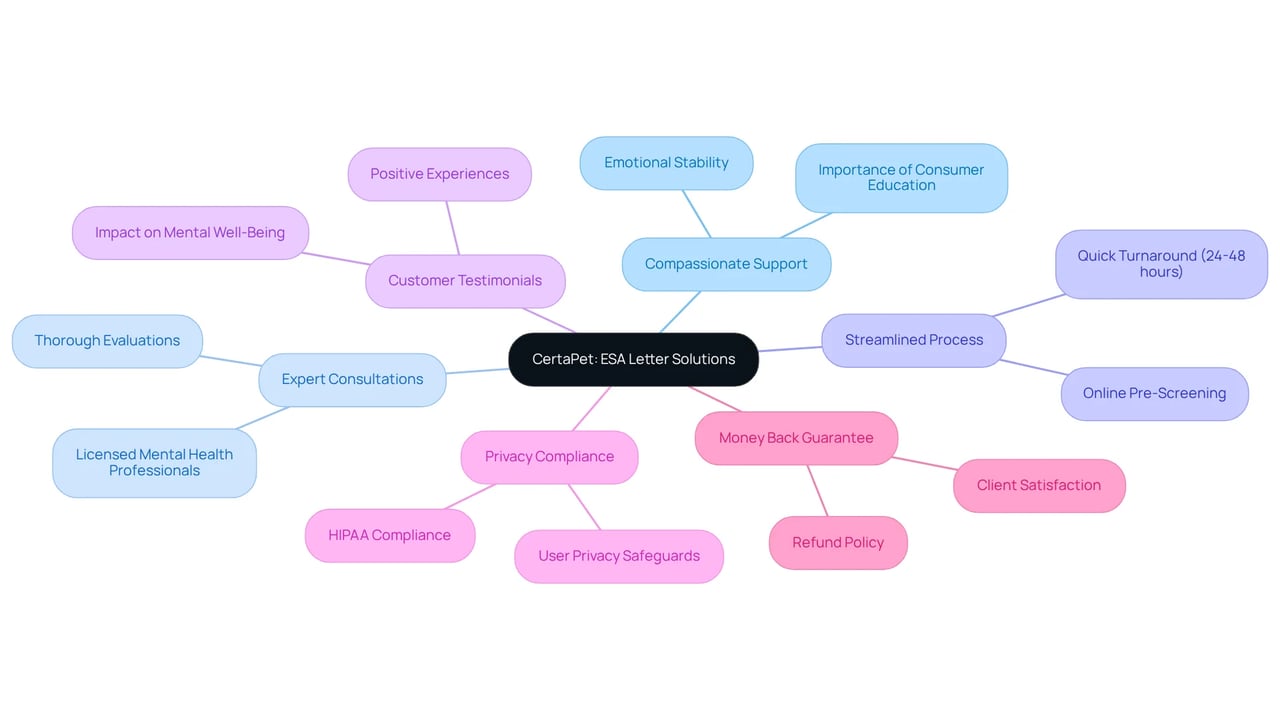 Start at the center with the main service. Follow the branches to explore different aspects of the service, such as support, expert advice, and customer experiences. Each color-coded branch helps to differentiate key features.