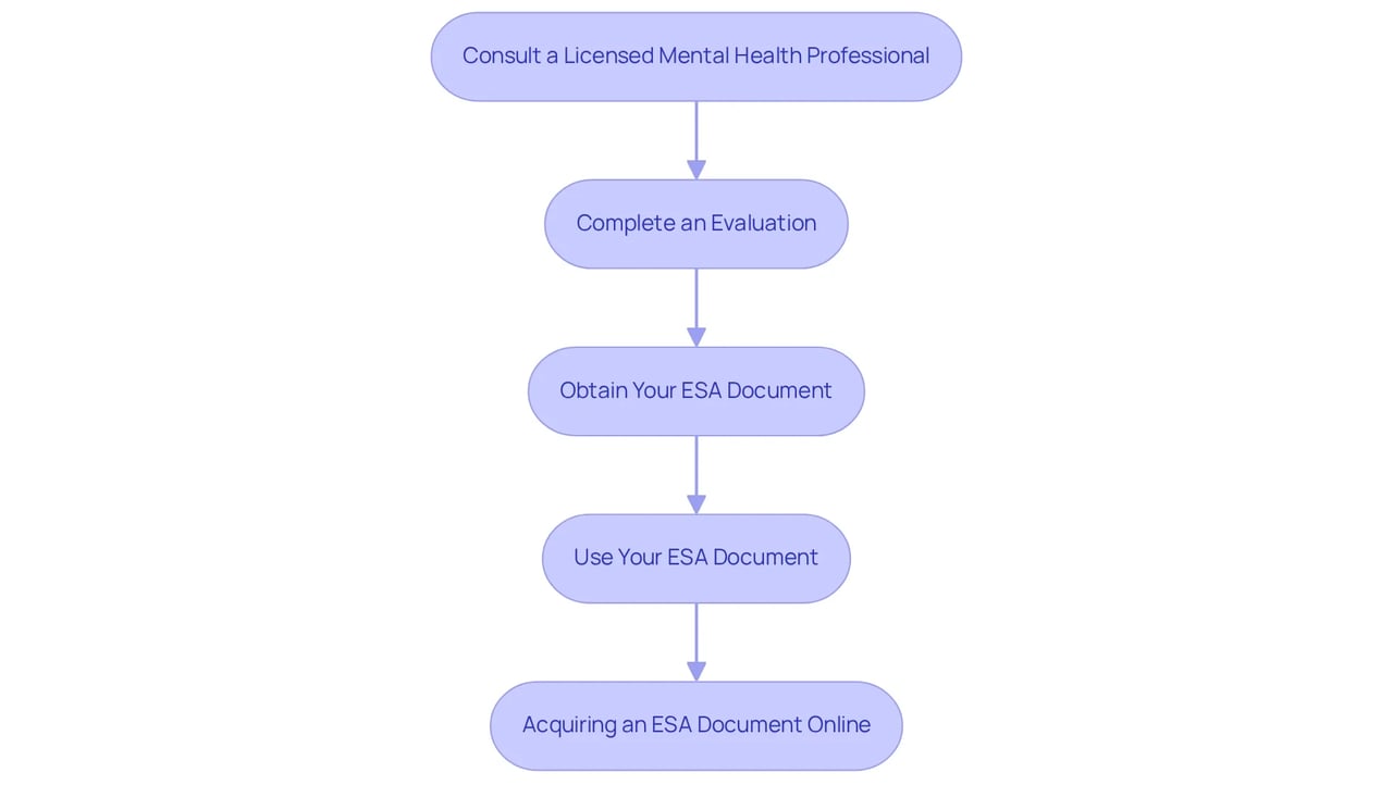 Each box represents a step in the process of obtaining an ESA letter, with arrows indicating the sequential flow from one step to the next.