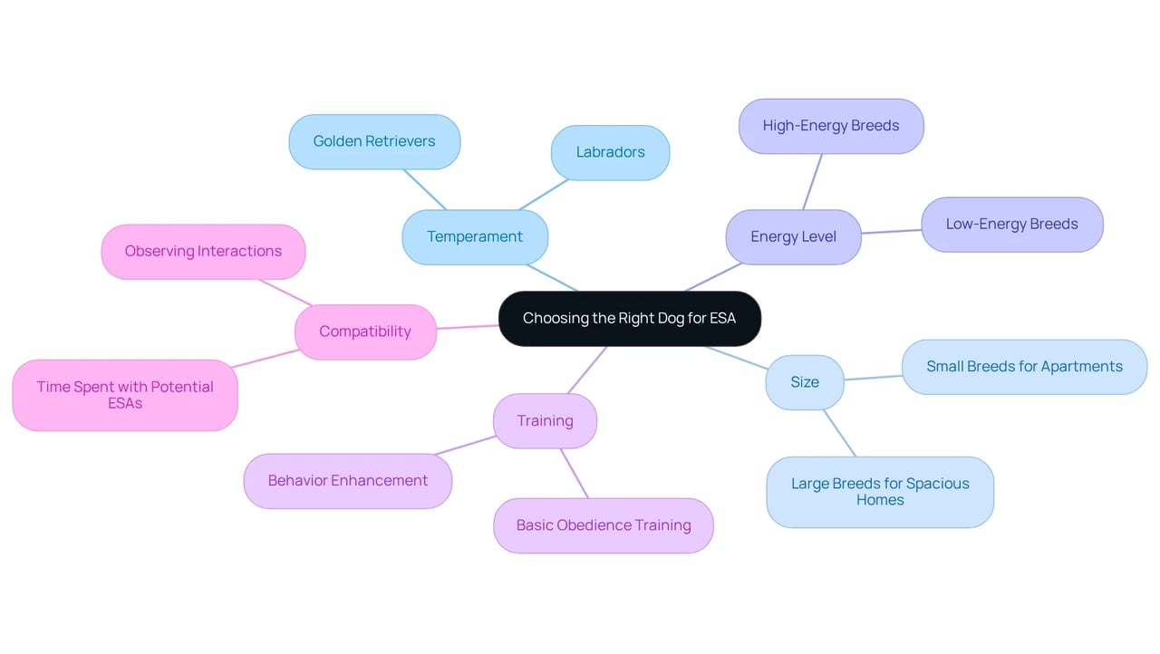 The central node represents the overall decision of choosing an ESA, with branches detailing the specific factors to consider. The central node represents the overall decision of choosing an ESA, with branches detailing the specific factors to consider.