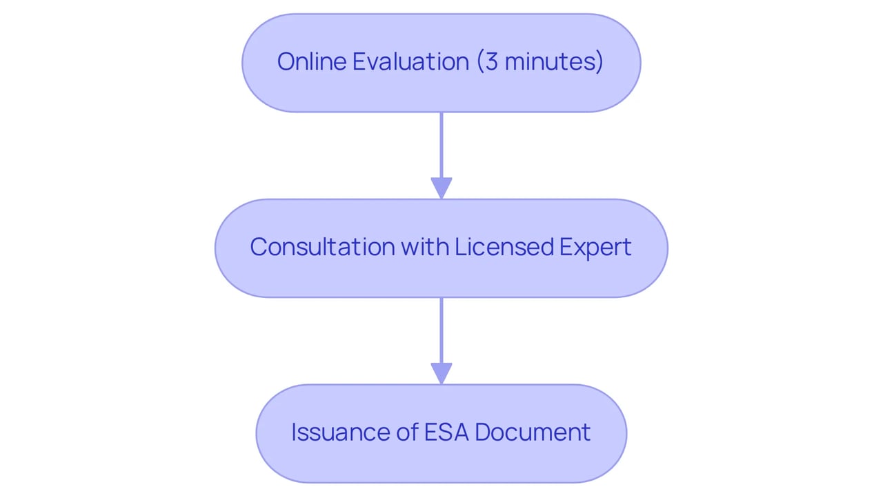 Each box represents a step in the process of getting your ESA letter. Start from the top and follow the arrows down to understand how to navigate through the steps. Each box represents a step in the process of getting your ESA letter. Start from the top and follow the arrows down to understand how to navigate through the steps.