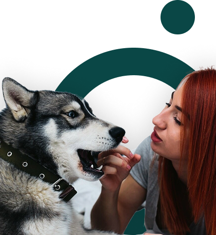 Woman with emotional support dog