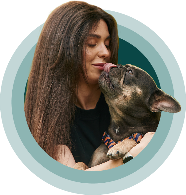 A pet parent holding a french bulldog puppy