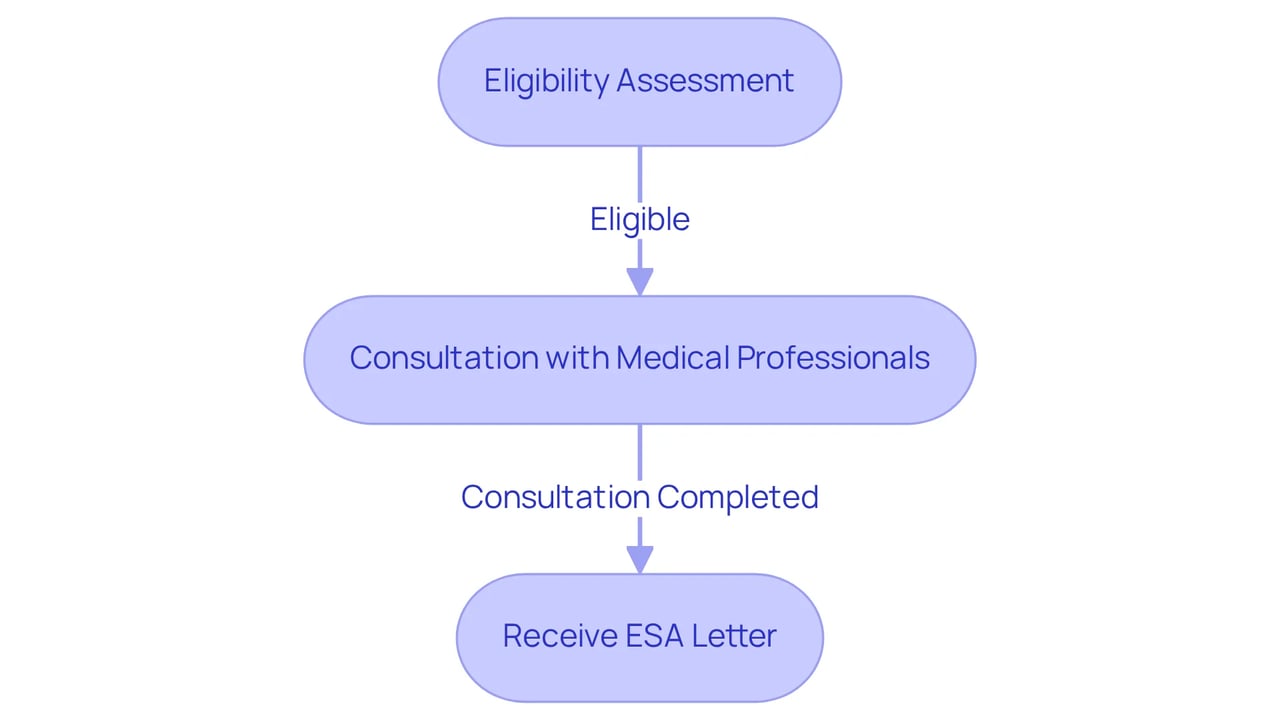 Each box represents a step in the process of obtaining an ESA letter. Follow the arrows to see how clients move through each stage — from assessment to consultation, leading to receiving their letter.
