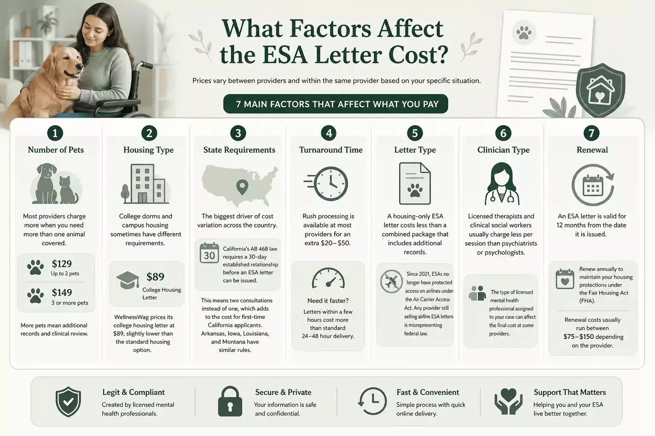 what factors affect the esa letter cost