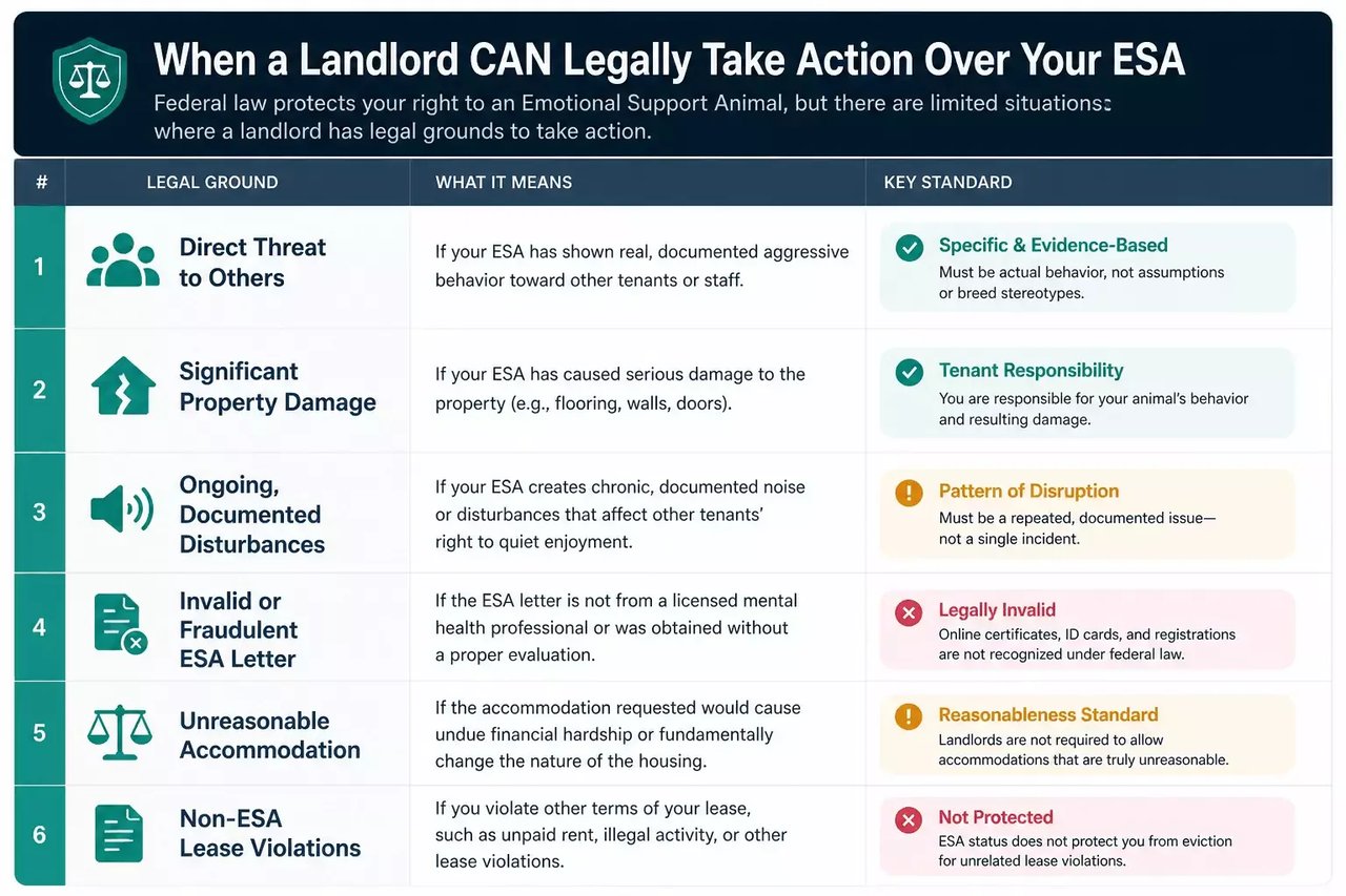 when a landlord can legally take action over your esa