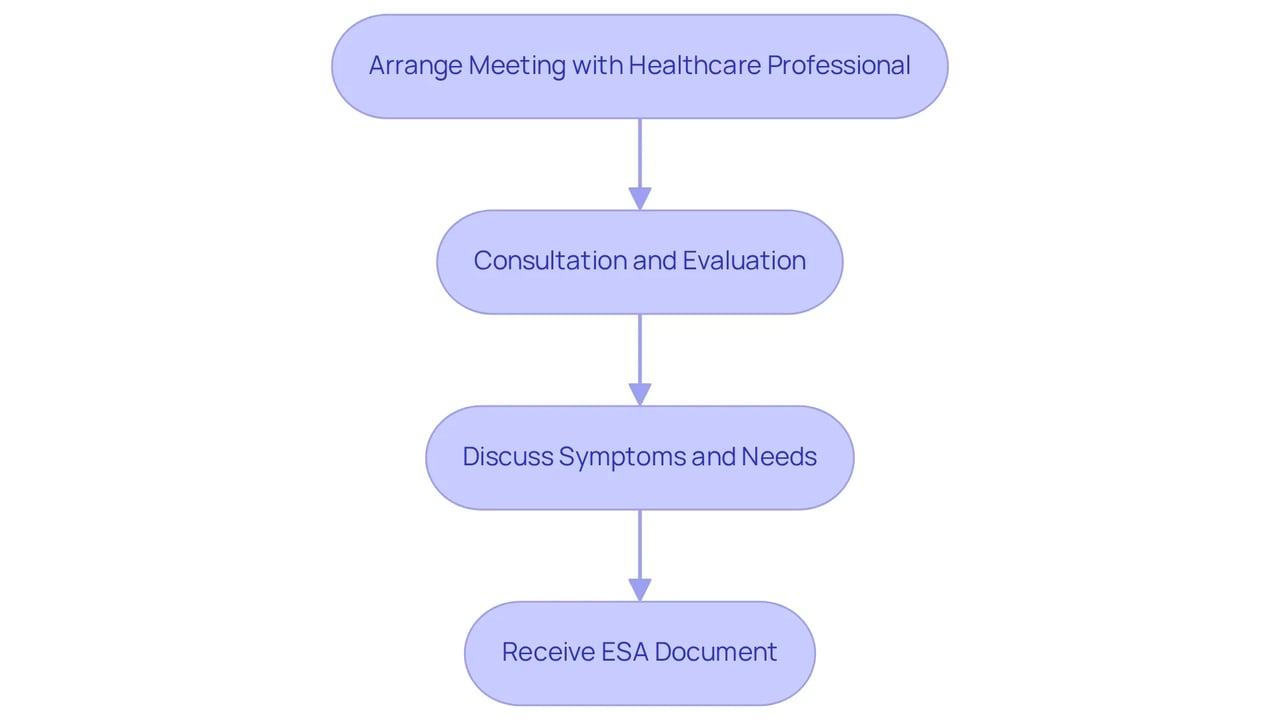 Each box represents a step in obtaining your ESA document. Follow the arrows to see how you progress from one step to the next, ensuring you understand the importance of each stage.