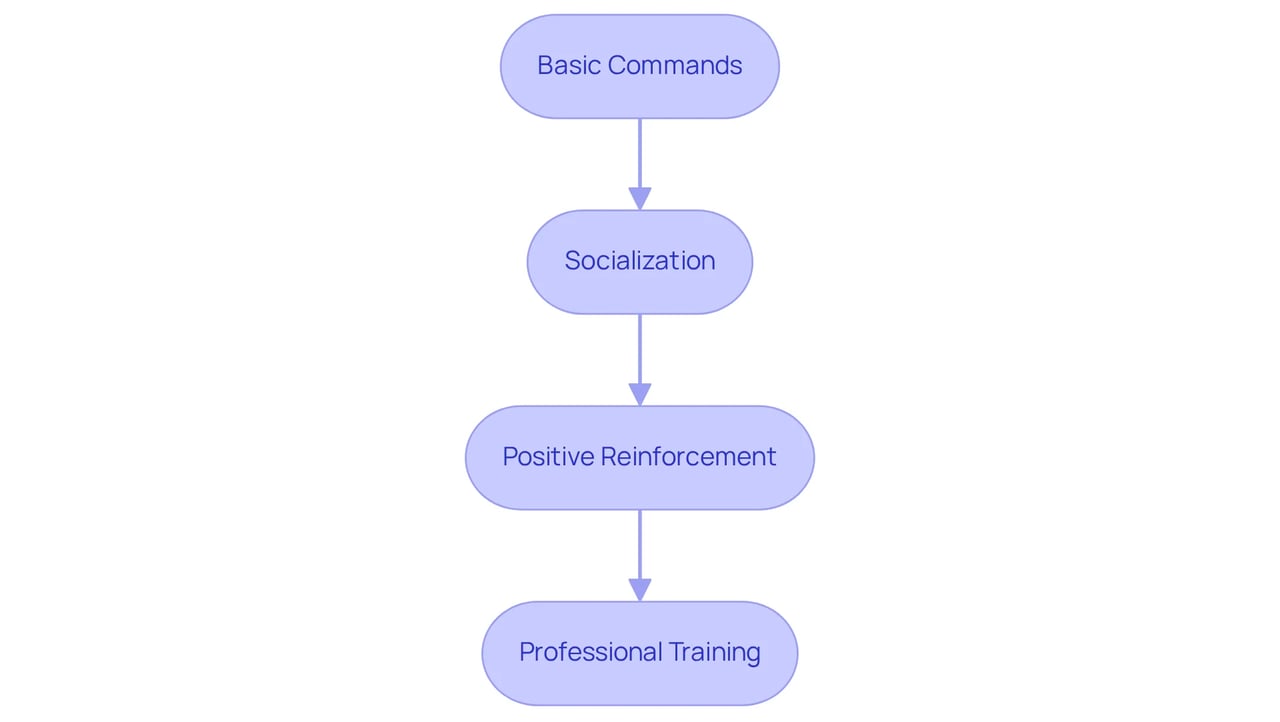 Each box represents a key step in training your ESA. Follow the arrows to see how to develop your pet's skills and strengthen your bond. Each box represents a key step in training your ESA. Follow the arrows to see how to develop your pet's skills and strengthen your bond.
