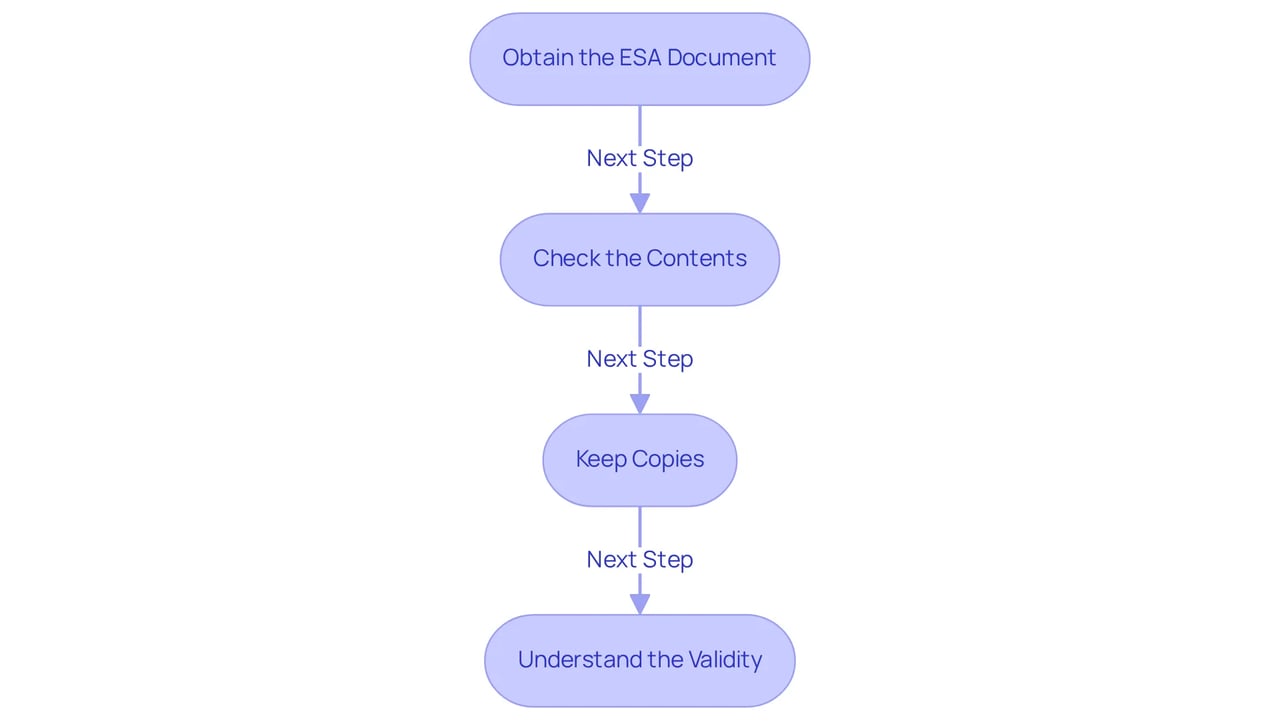 Each box represents a crucial step in obtaining and maintaining your ESA letter. Follow the arrows to see how each step connects and what you need to do next.